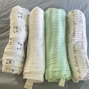 Set of four, Cloud Island muslin swaddles